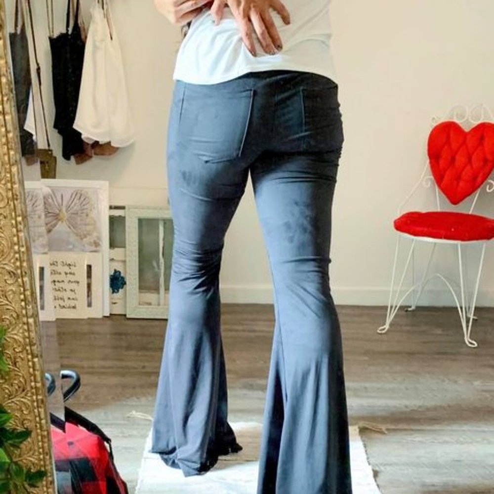 1sm 1md LEFT!✨High Waist Sueded Black Bell Bottoms - Picture 2 of 3
